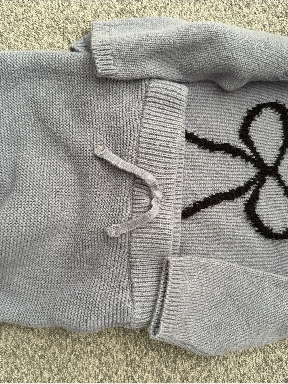 Carter's Light Gray Knit Kids Matching Set with Black Bow